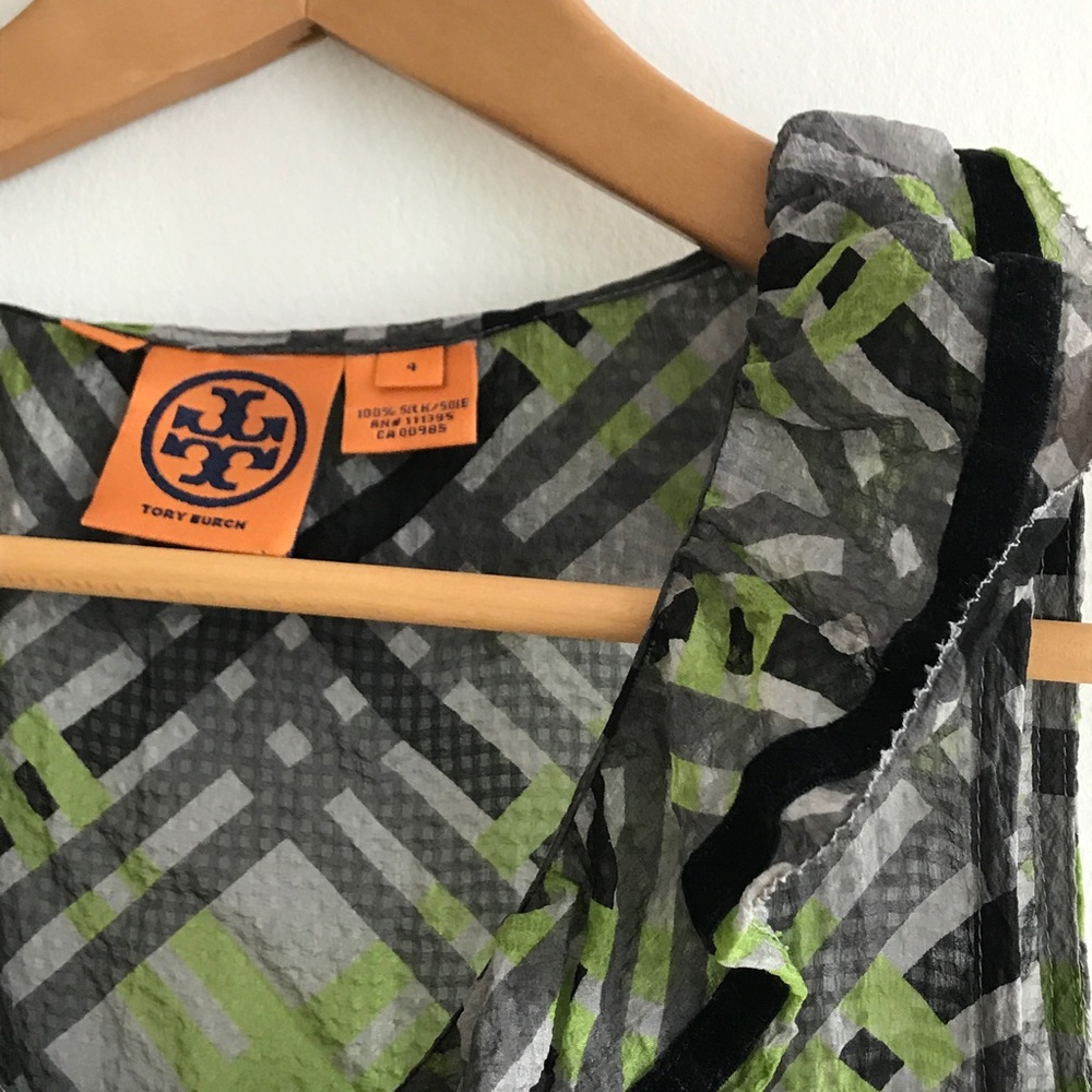Tory Burch silk shirt with velvet trim